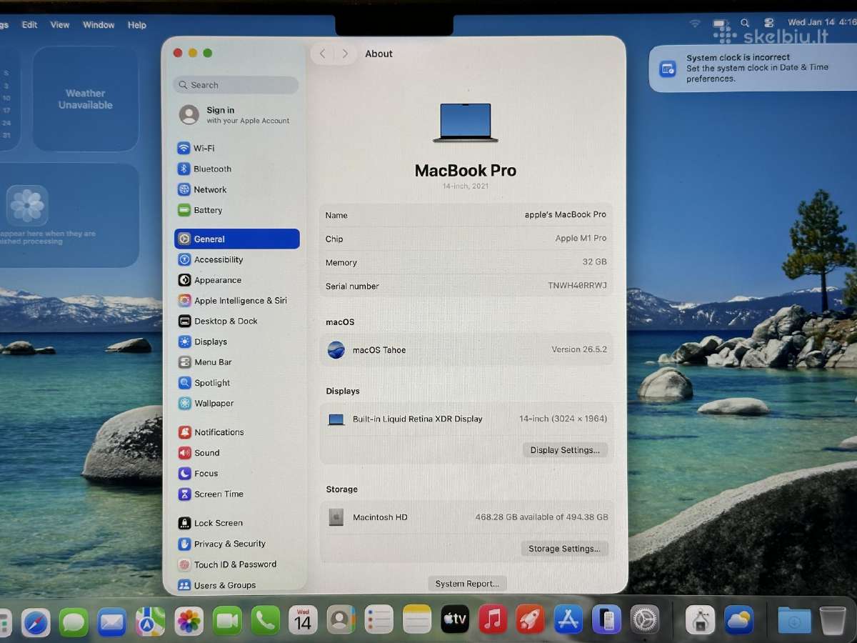 MacBook Pro 14 M1 Pro / 32gb / 512gb - nuotraukos Nr. 5
