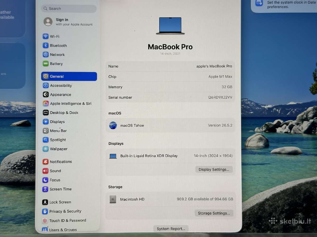 MacBook Pro 14 M1 Max / 32gb / 1tb - nuotraukos Nr. 6