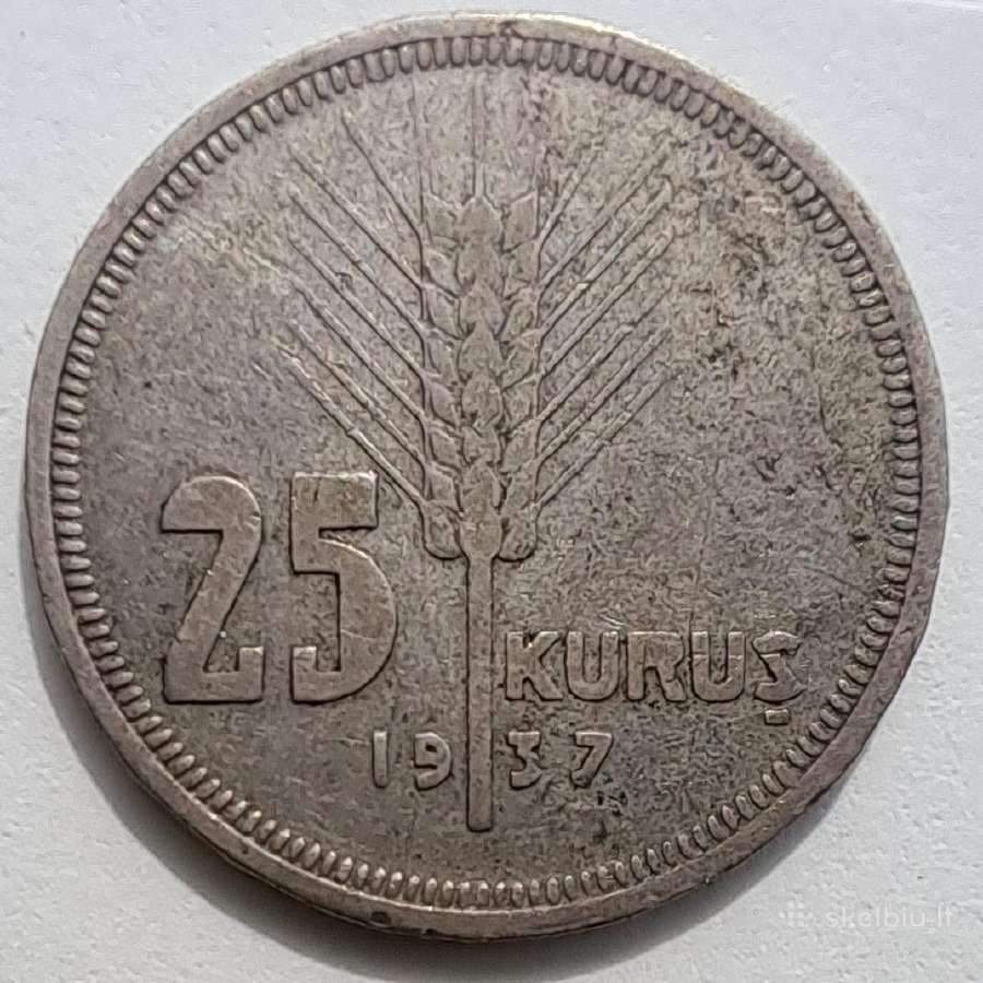 1937 Turkija 25 kurušai - nuotraukos Nr. 2