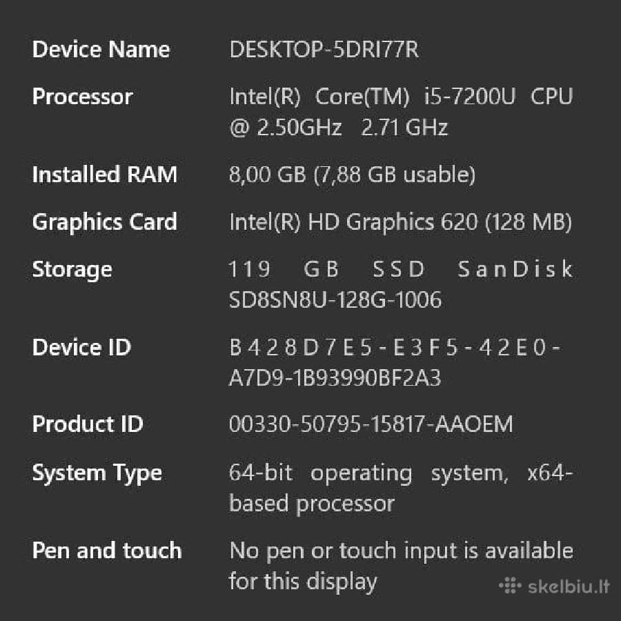 Metalinis loptopas Hp Elitebook 840 G4 - nuotraukos Nr. 15