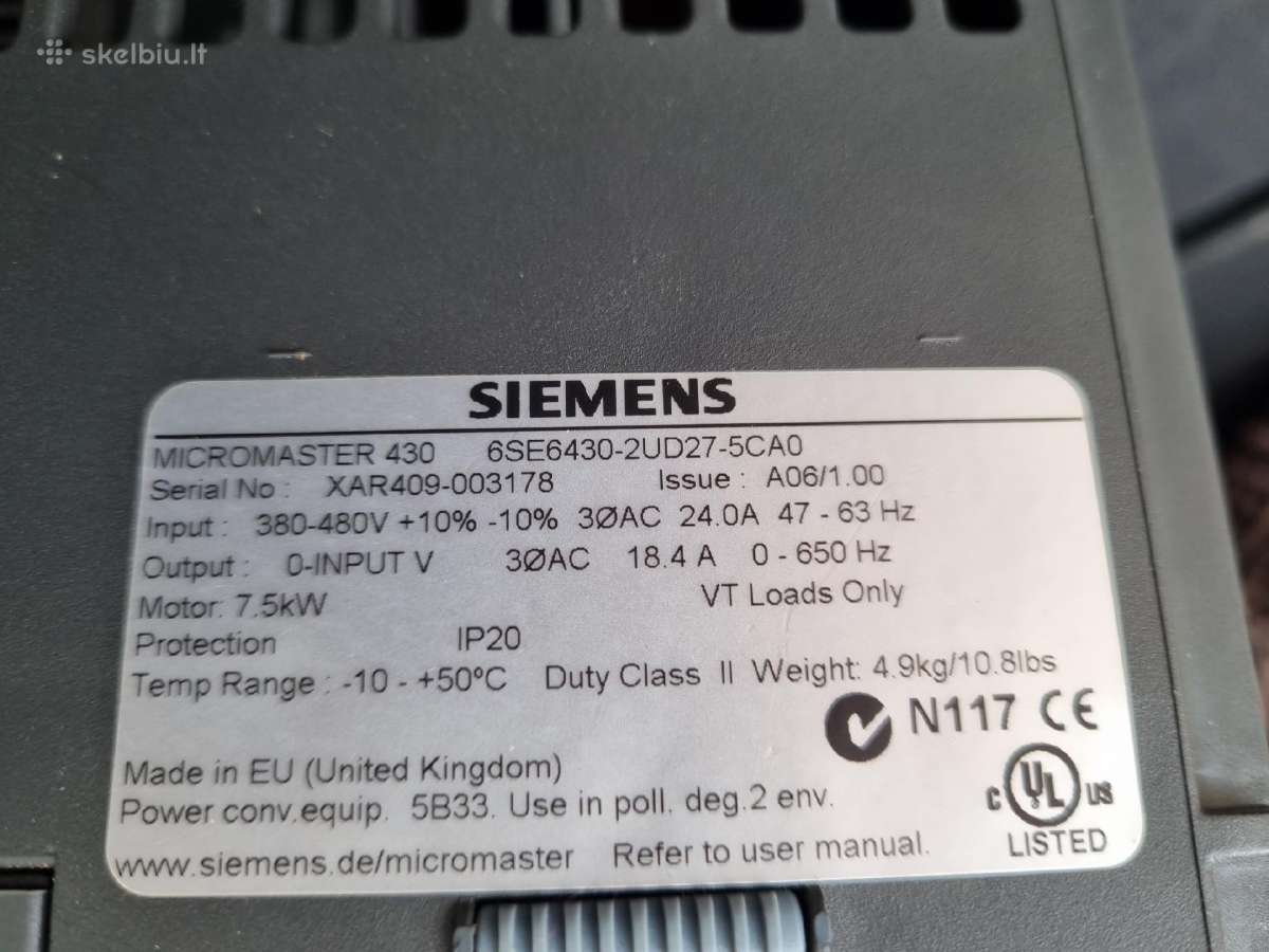 Siemens Micromaster 430 dažnio keitiklis - nuotraukos Nr. 8