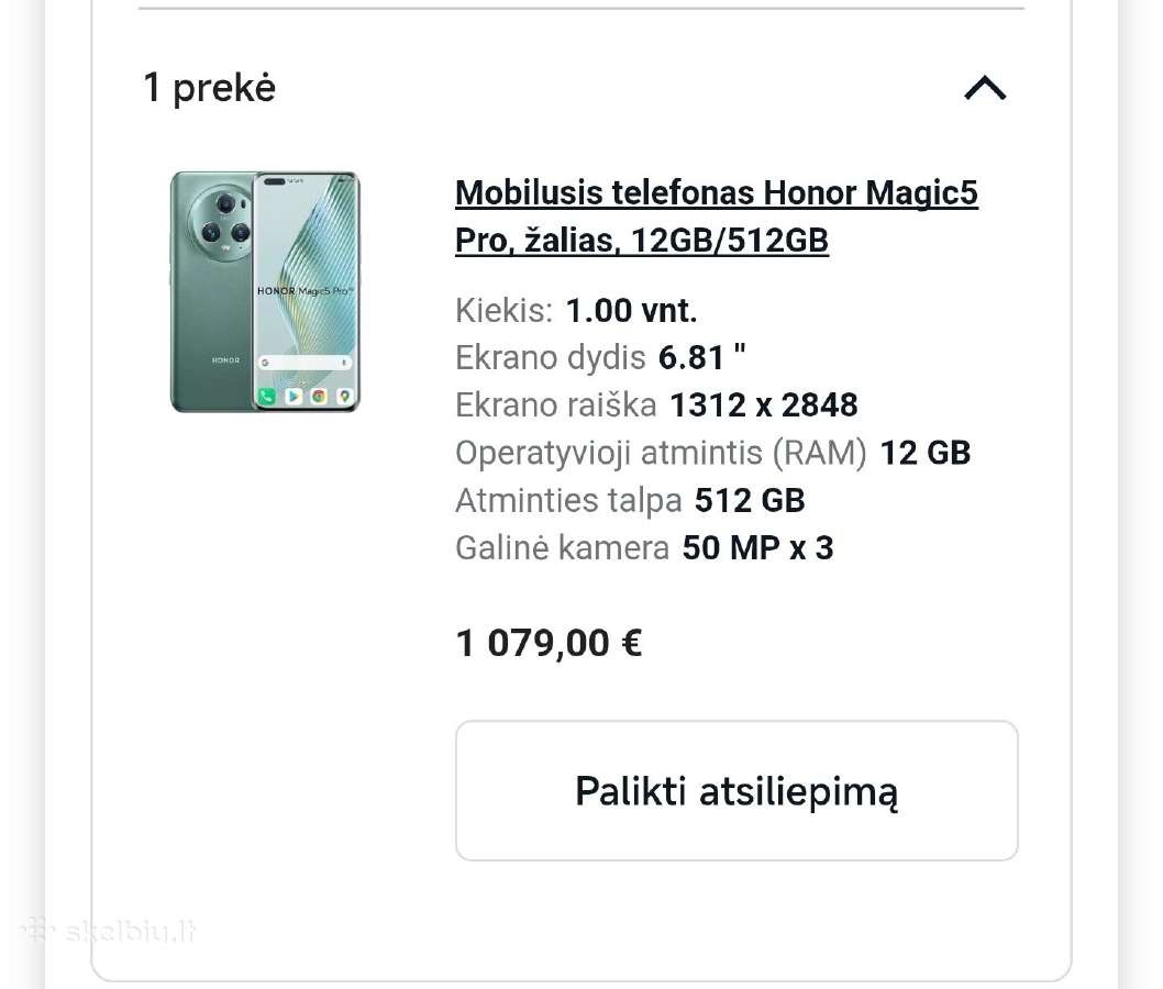 Išmanusis telefonas Honor Magic 5 pro - nuotraukos Nr. 4