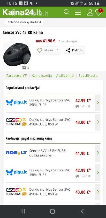 Parduodu dulkiu siurbli sencor svc 45 Bk - nuotraukos Nr. 3