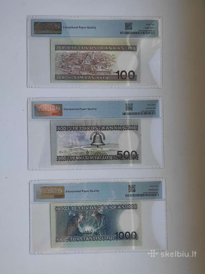 100, 500, 100 litu 1991/1994 Pmg 64-65 - nuotraukos Nr. 2