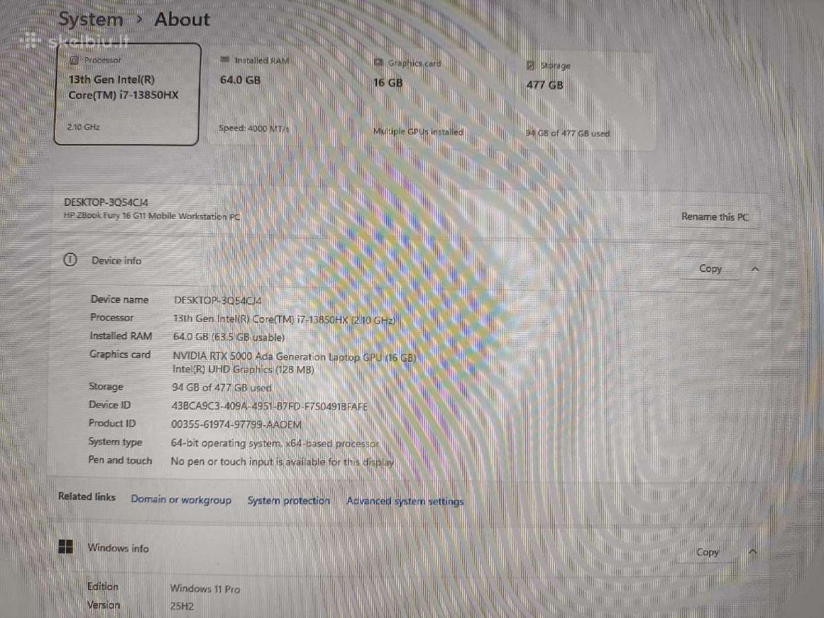16.0 Fury G11 i7-13850hx 64 512 Rtx A5000 Ada 16 - nuotraukos Nr. 4