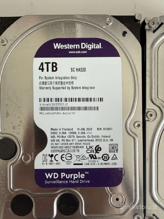 4tb HDD – Seagate Skyhawk / Wd Purple – 100% - nuotraukos Nr. 3