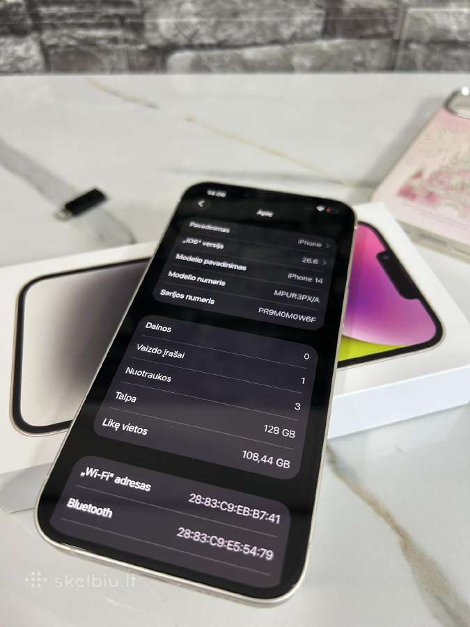iPhone 14 white 128gb 85% - nuotraukos Nr. 7