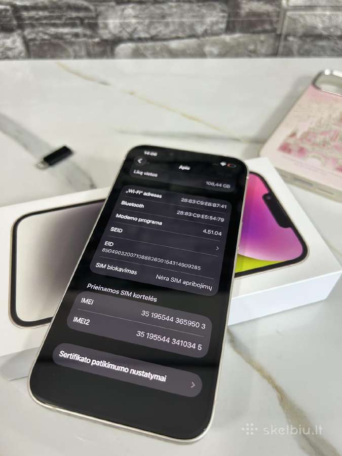 iPhone 14 white 128gb 85% - nuotraukos Nr. 8
