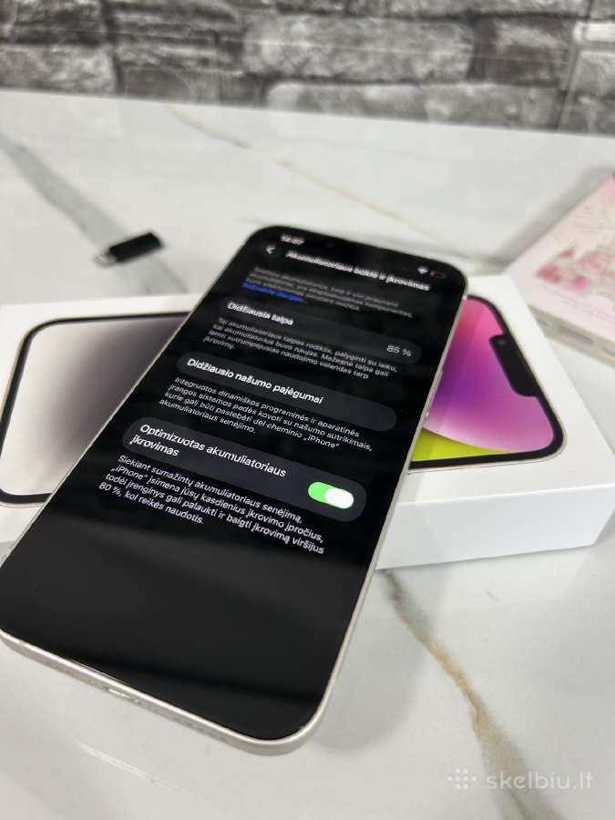 iPhone 14 white 128gb 85% - nuotraukos Nr. 9