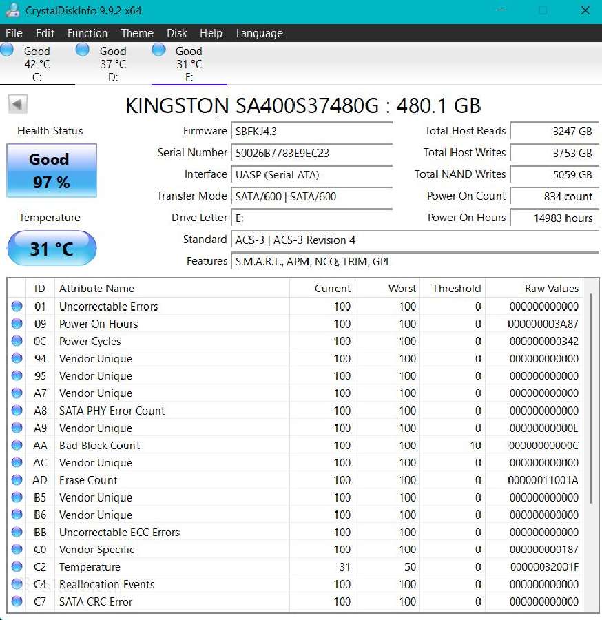 Kingston 480gb SSD - nuotraukos Nr. 3