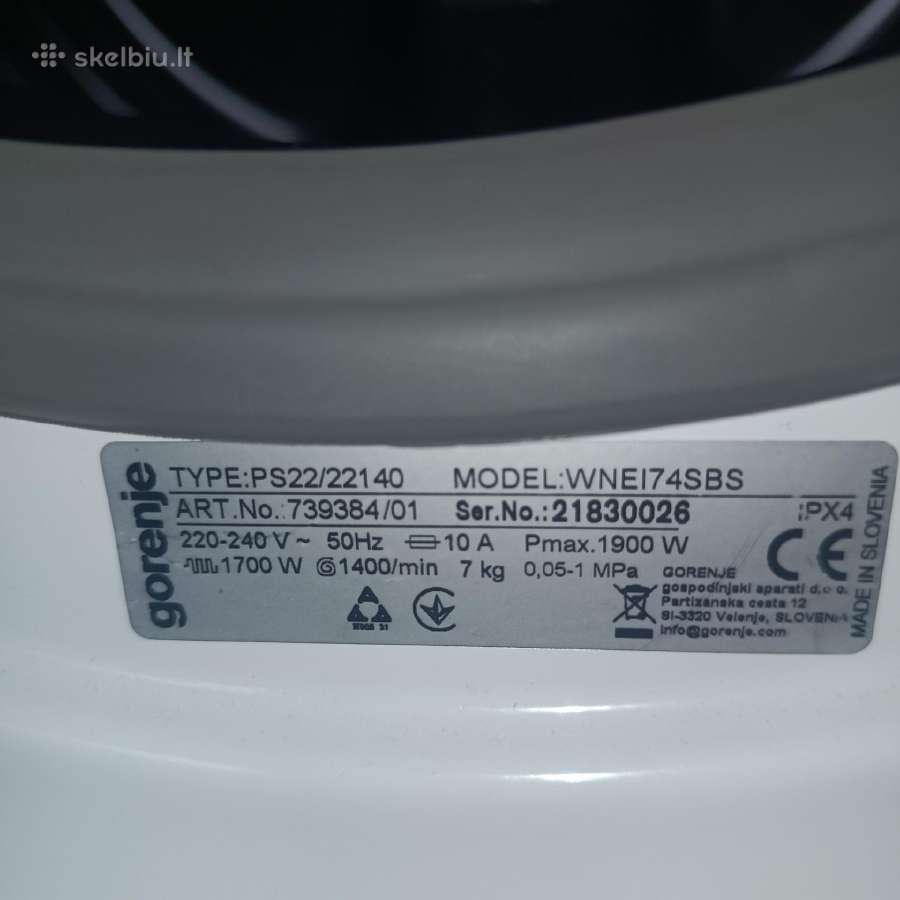 Skalbimo mašina Gorenje - nuotraukos Nr. 5