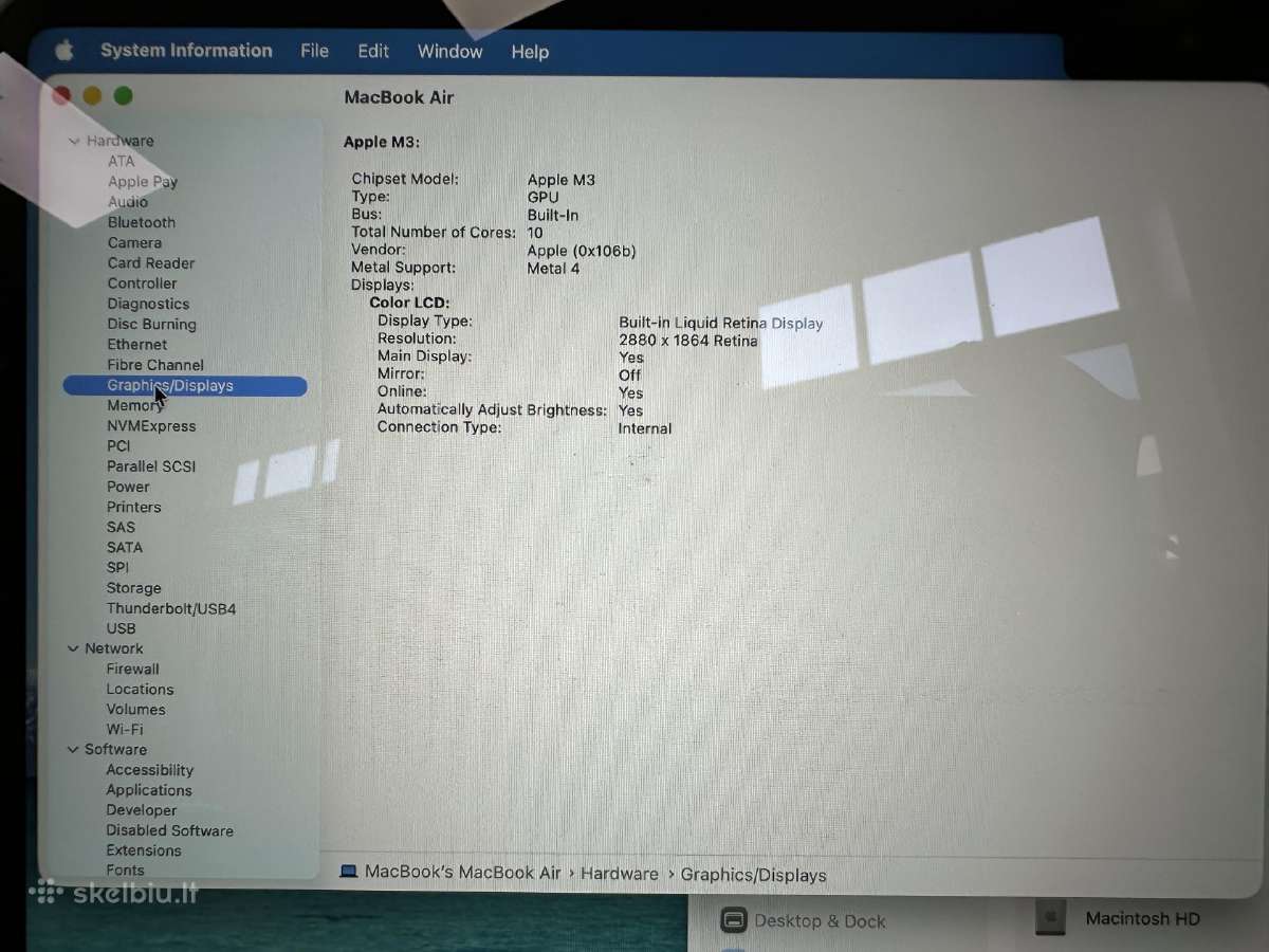 MacBook Air 15 2024 M3/8/256/cycle 219 - nuotraukos Nr. 5