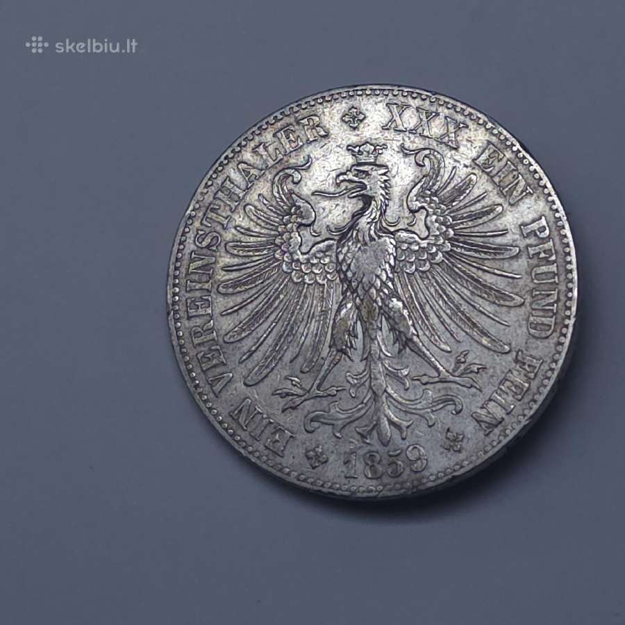 Frankfurto 1 Vereinsthaler 1859 m. ir 1860 m. - nuotraukos Nr. 10