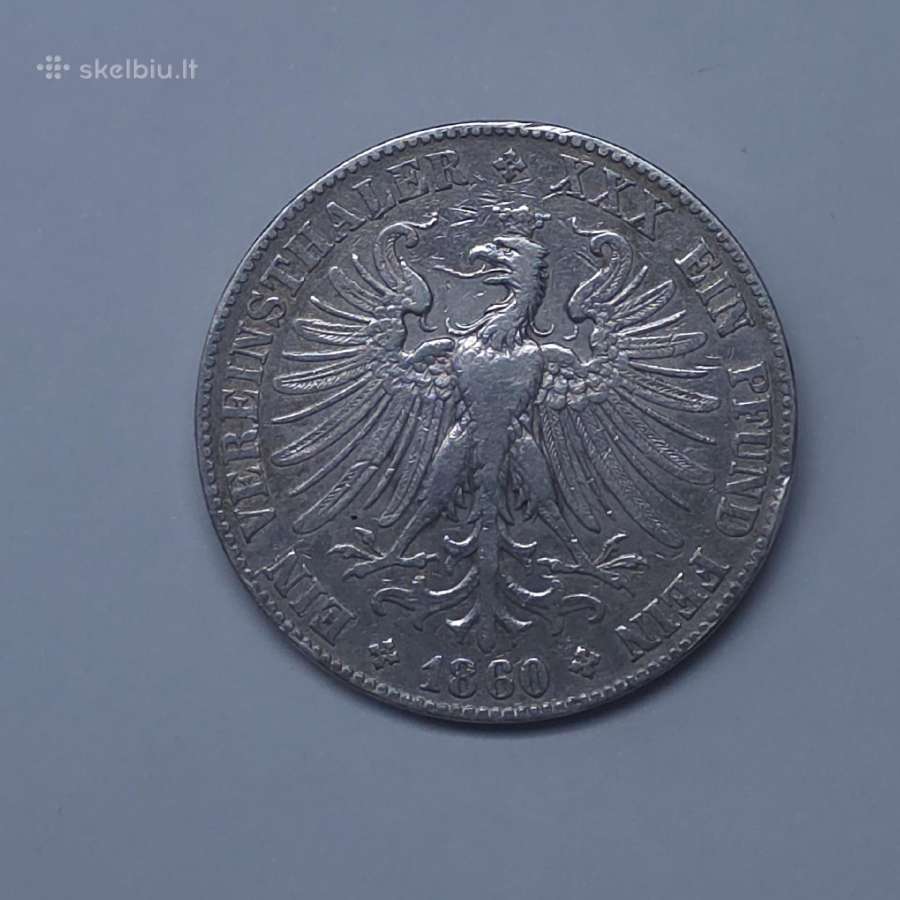 Frankfurto 1 Vereinsthaler 1859 m. ir 1860 m. - nuotraukos Nr. 20