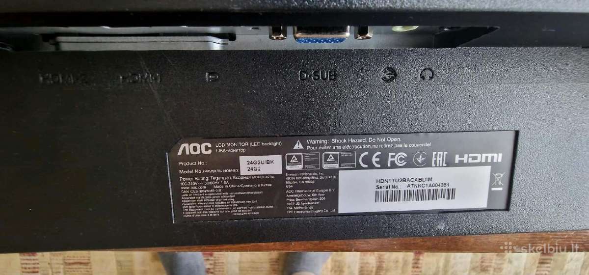 Žaidimų Monitorius Aoc 24g2u 144 hz - nuotraukos Nr. 5