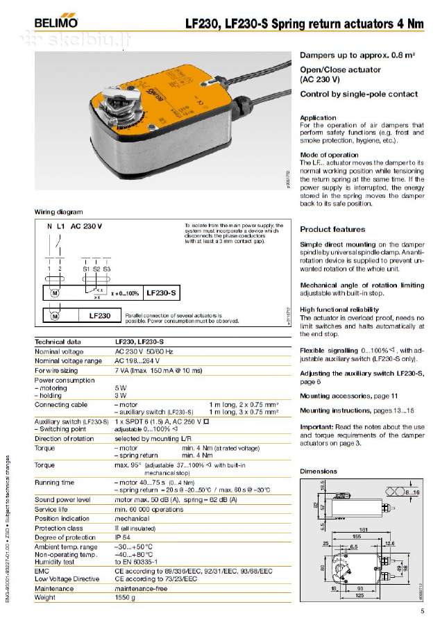 Belimo Lf230-s sklendės pavara - nuotraukos Nr. 2