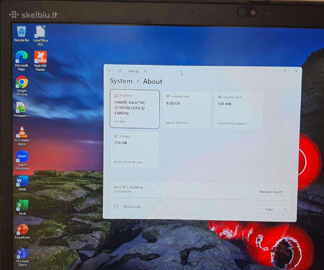 Lenovo Thinkpad T14s Gen 18 GB RAM Nvme SSD - nuotraukos Nr. 7