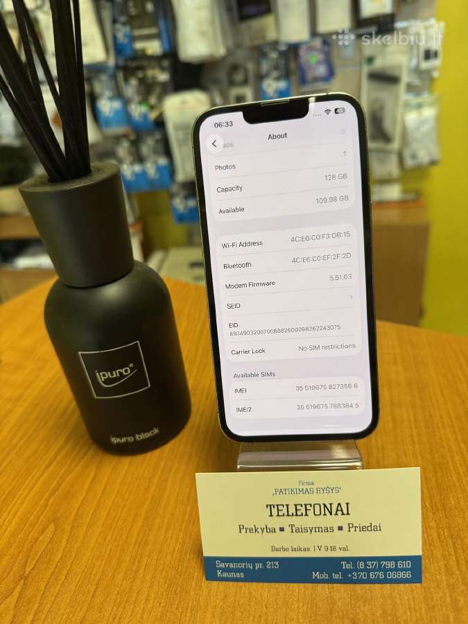 iPhone 13pro 128gb Blue Su Garantija - nuotraukos Nr. 3