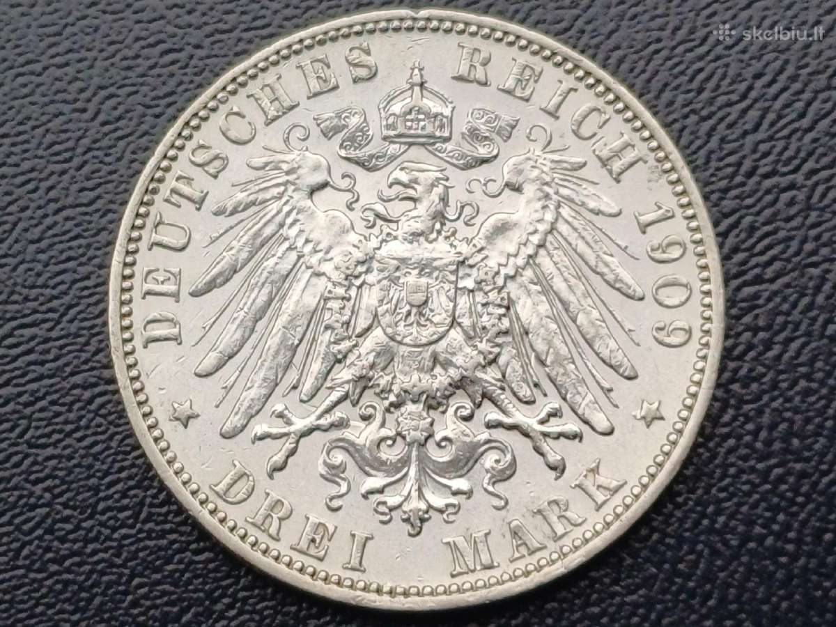 3 markes 1909m. sidabras 900 - nuotraukos Nr. 2