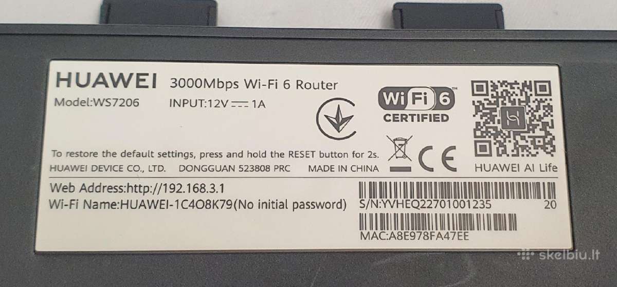 Huawei Ws7206 3000mbps Wi-fi 6 Router - nuotraukos Nr. 5