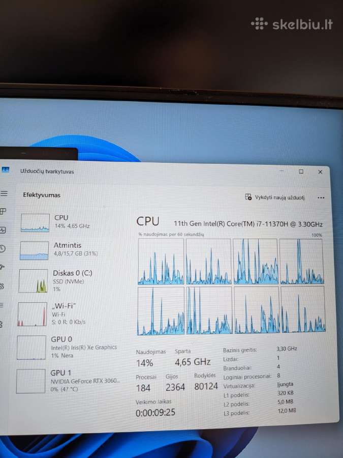 Ausu tuf dash f15 / i7-11370h / Rtx 3060 / 144hz - nuotraukos Nr. 11