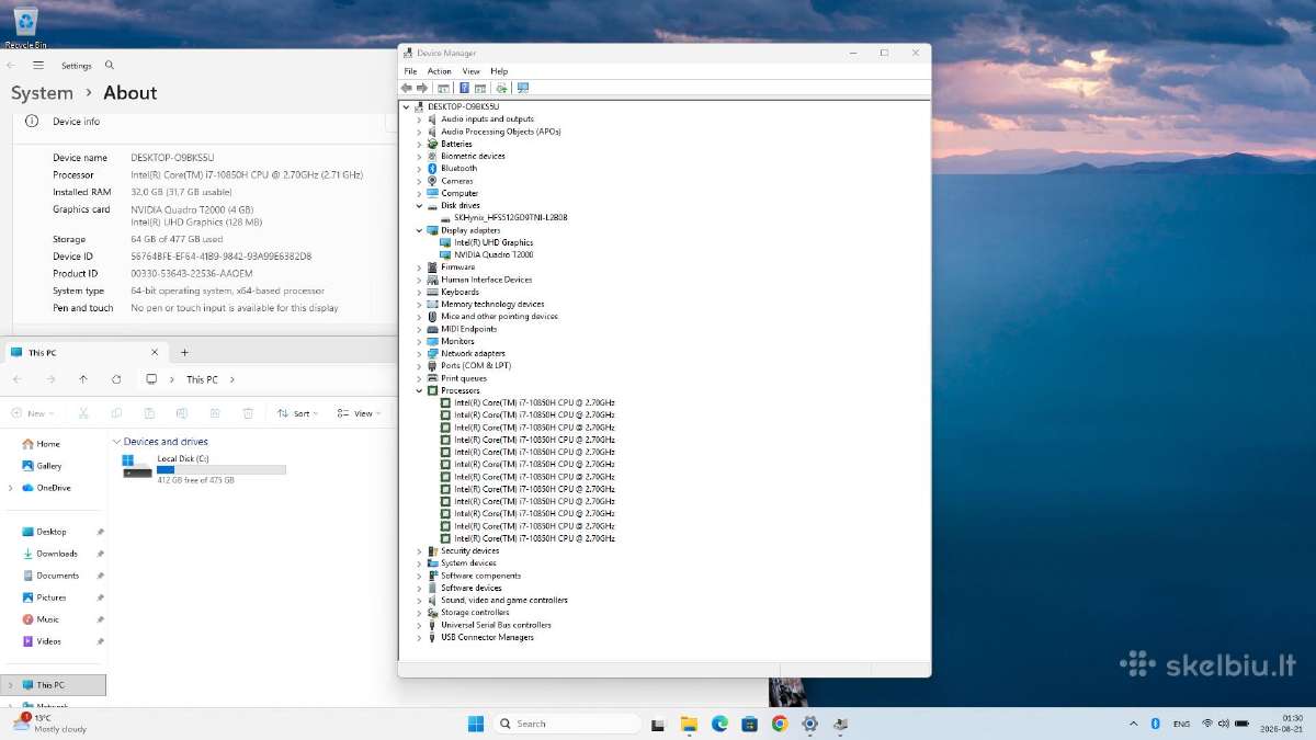 Lenovo Thinkpad P15 i7 32gb 512ssd - nuotraukos Nr. 7