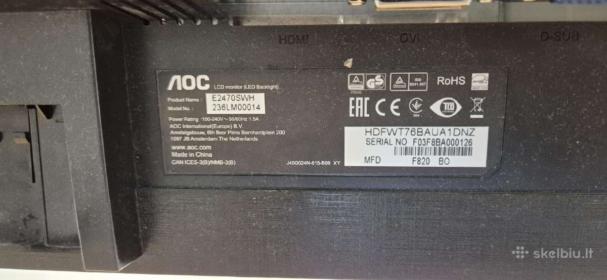 Monitoriusaoc24"(full HD,hdmi) su stalo laikikliu - nuotraukos Nr. 4
