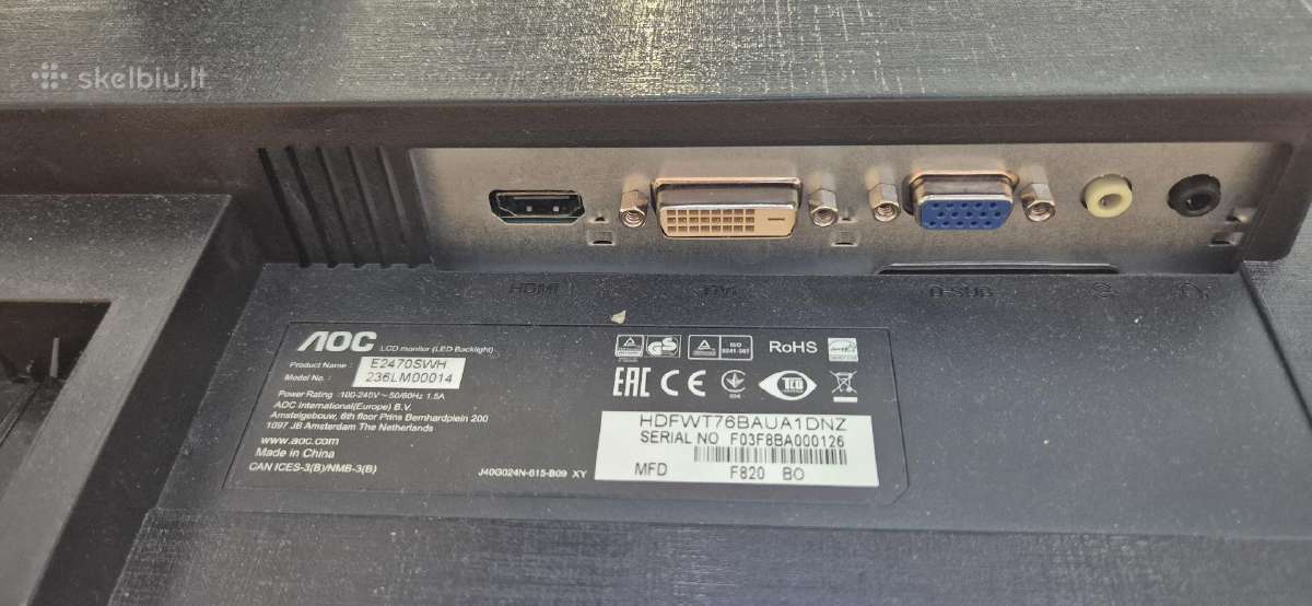 Monitoriusaoc24"(full HD,hdmi) su stalo laikikliu - nuotraukos Nr. 5