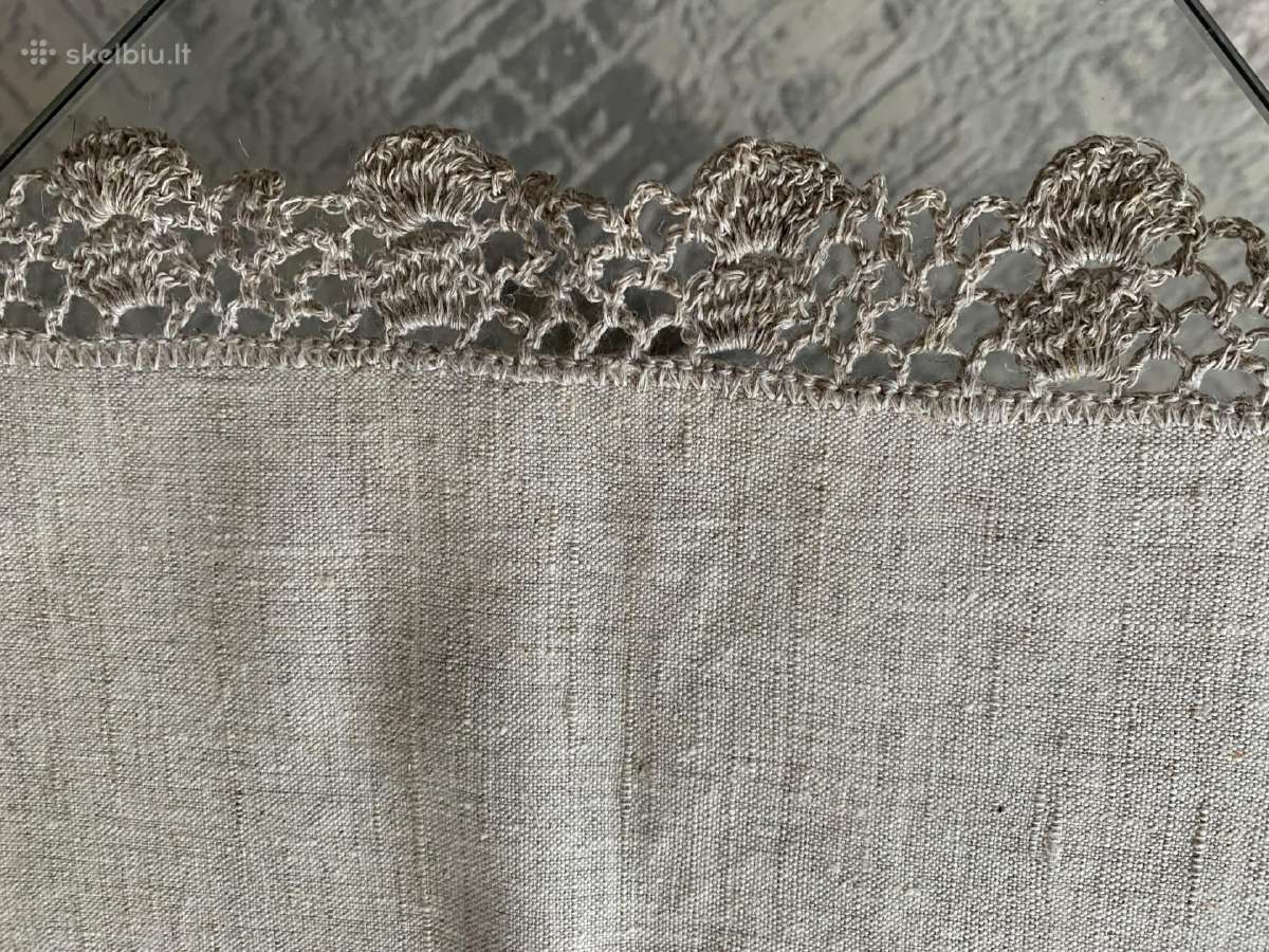 Kvadratinė drobinė staltiesė su nėriniais 192x192c - nuotraukos Nr. 4