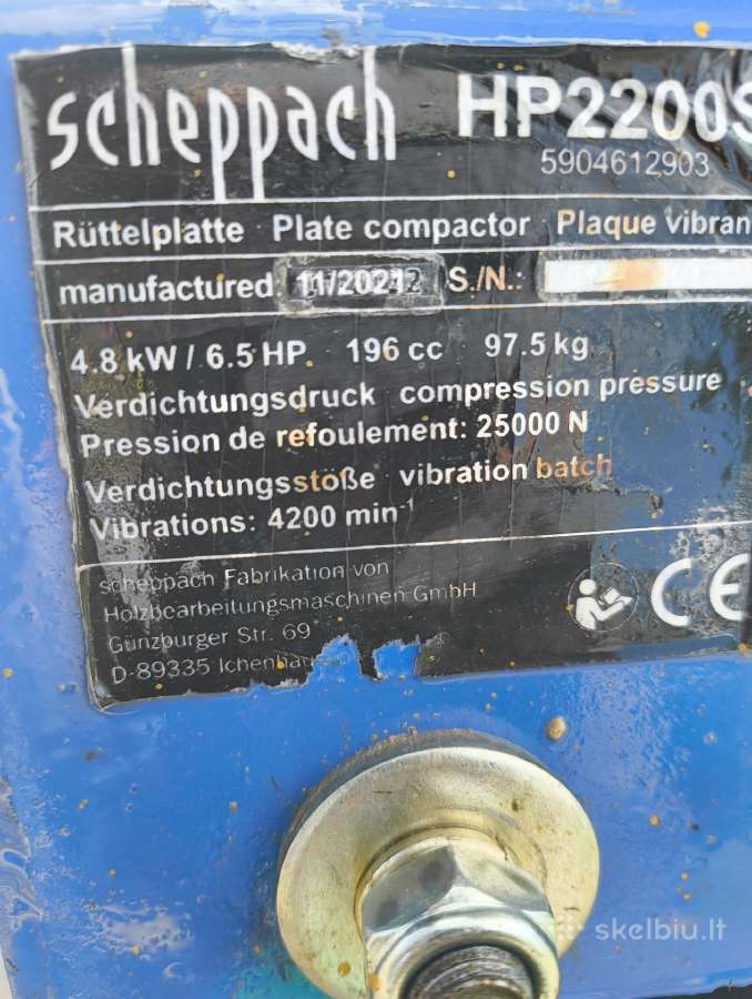 Scheppach Hp2200s vibroplokštė – 6,5 Ag - nuotraukos Nr. 2