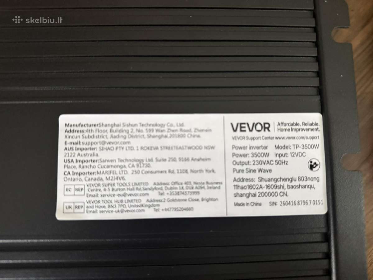 Įtampos keitiklis inverteris C 12v Ac 230v, 3500w - nuotraukos Nr. 5