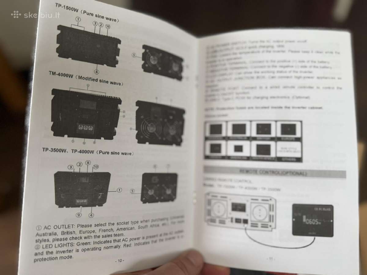 Įtampos keitiklis inverteris C 12v Ac 230v, 3500w - nuotraukos Nr. 12