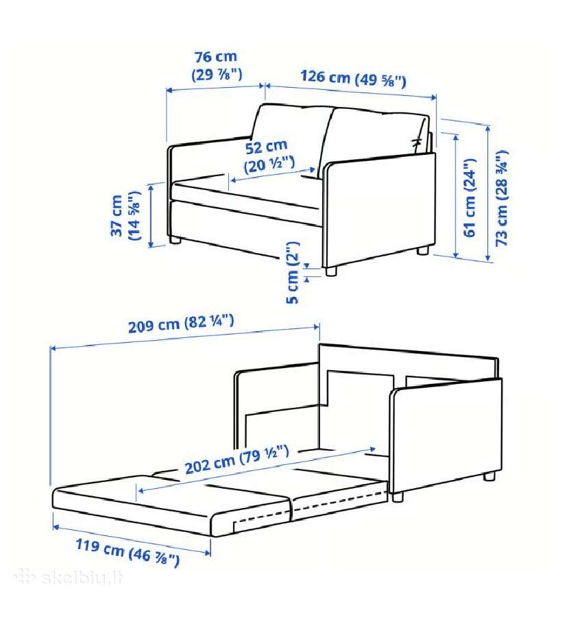 Mažai naudota dvivietė sofa su miegojimo funkcija - nuotraukos Nr. 6