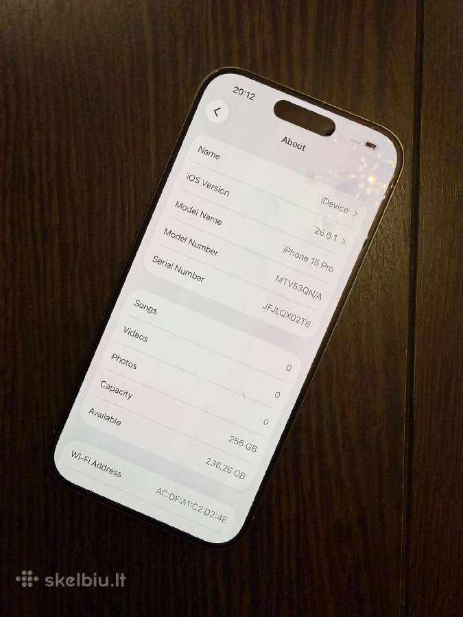 Apple iPhone 15 pro 256gb natural titanium 90% Mdm - nuotraukos Nr. 3