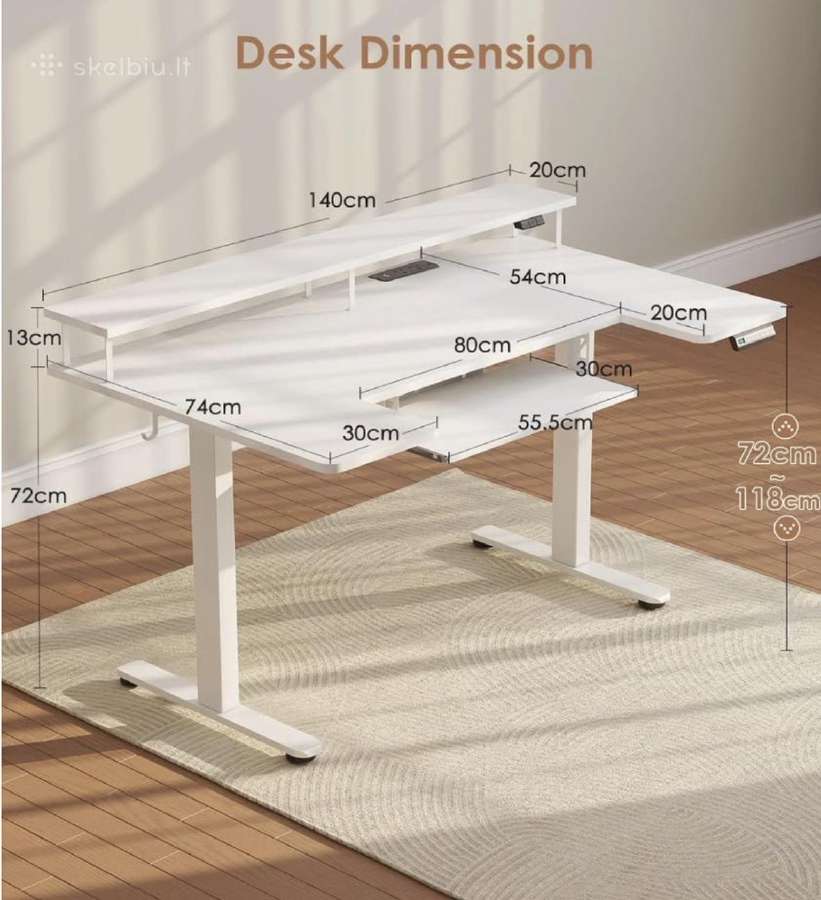 Darbo gaming stalas 140x70cm reguliuojamo aukscio - nuotraukos Nr. 18