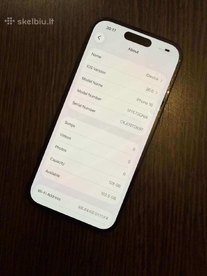 Apple iPhone 16 128gb black 100% Mdm - nuotraukos Nr. 3