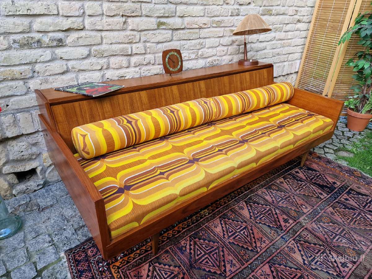Vintažinė mid century tikmedžio sofa/lova - nuotraukos Nr. 5