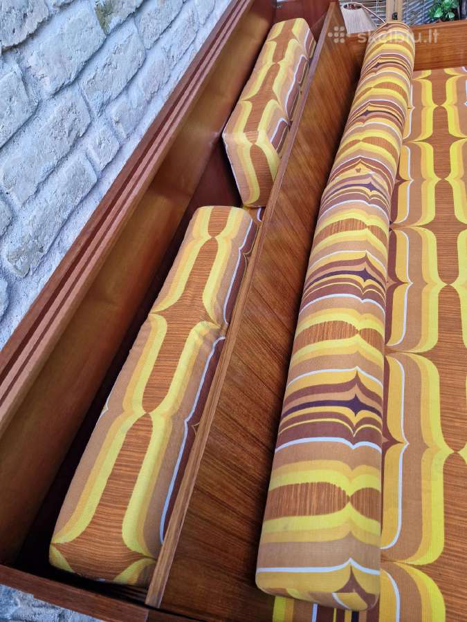 Vintažinė mid century tikmedžio sofa/lova - nuotraukos Nr. 6