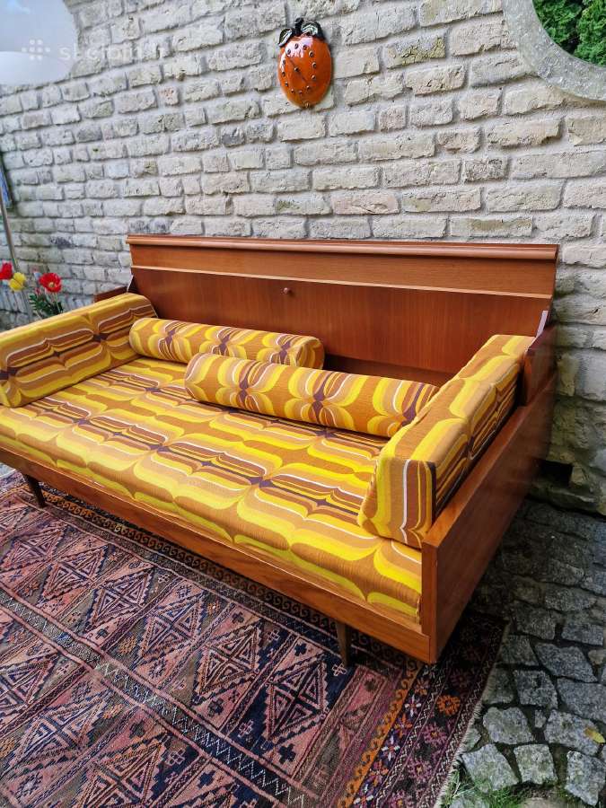 Vintažinė mid century tikmedžio sofa/lova - nuotraukos Nr. 7