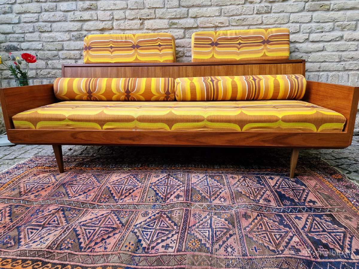 Vintažinė mid century tikmedžio sofa/lova - nuotraukos Nr. 9