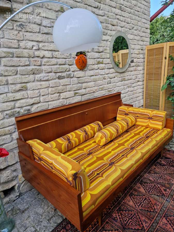 Vintažinė mid century tikmedžio sofa/lova - nuotraukos Nr. 10