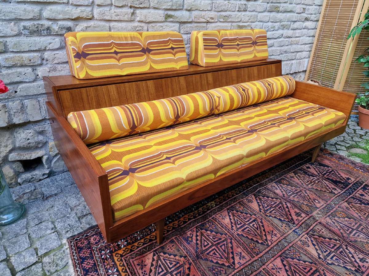 Vintažinė mid century tikmedžio sofa/lova - nuotraukos Nr. 12