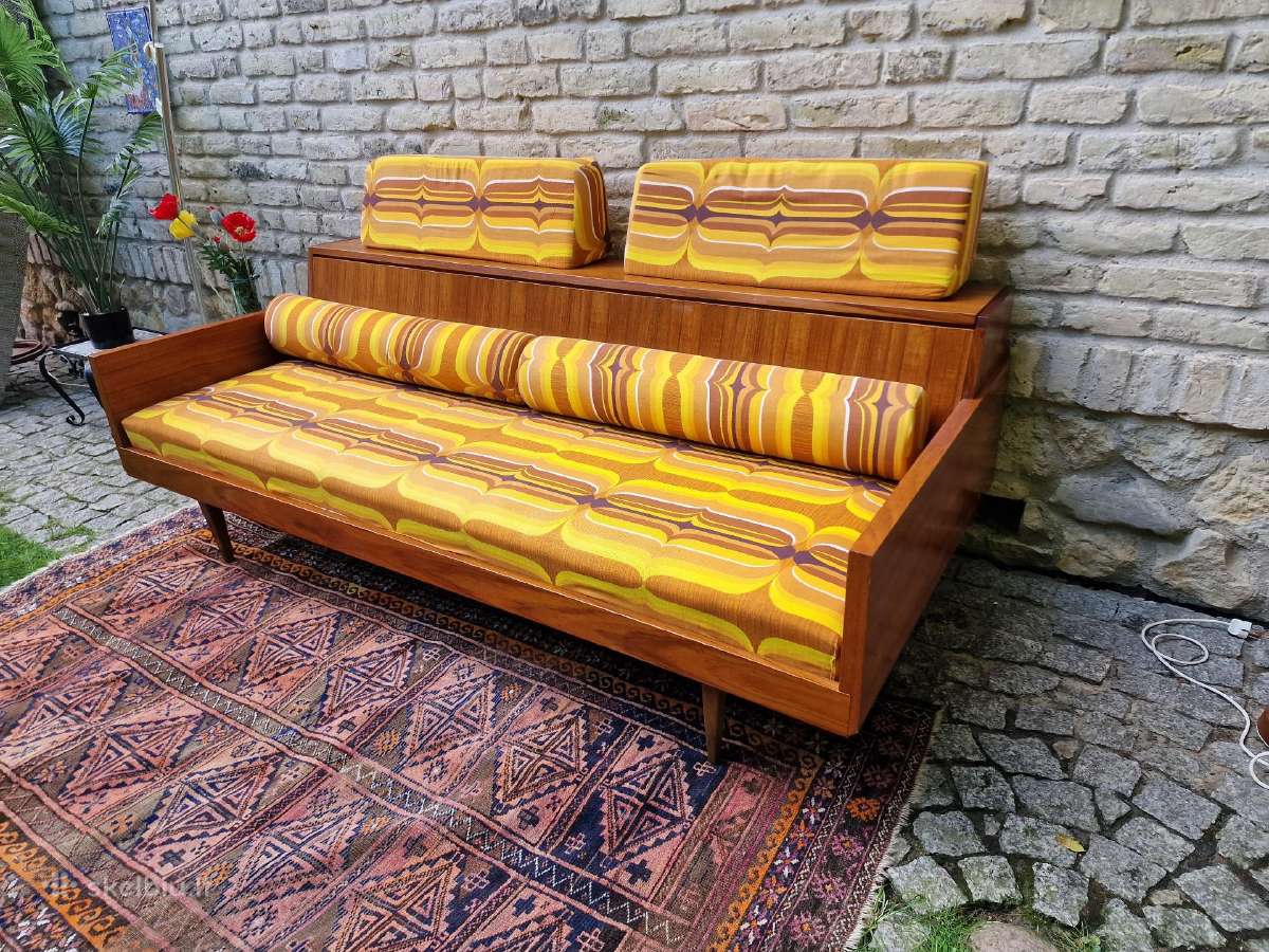 Vintažinė mid century tikmedžio sofa/lova - nuotraukos Nr. 13