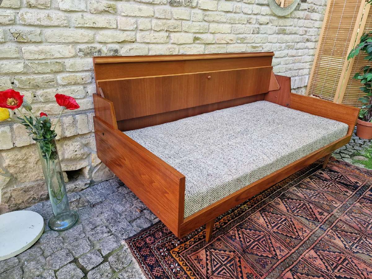 Vintažinė mid century tikmedžio sofa/lova - nuotraukos Nr. 19
