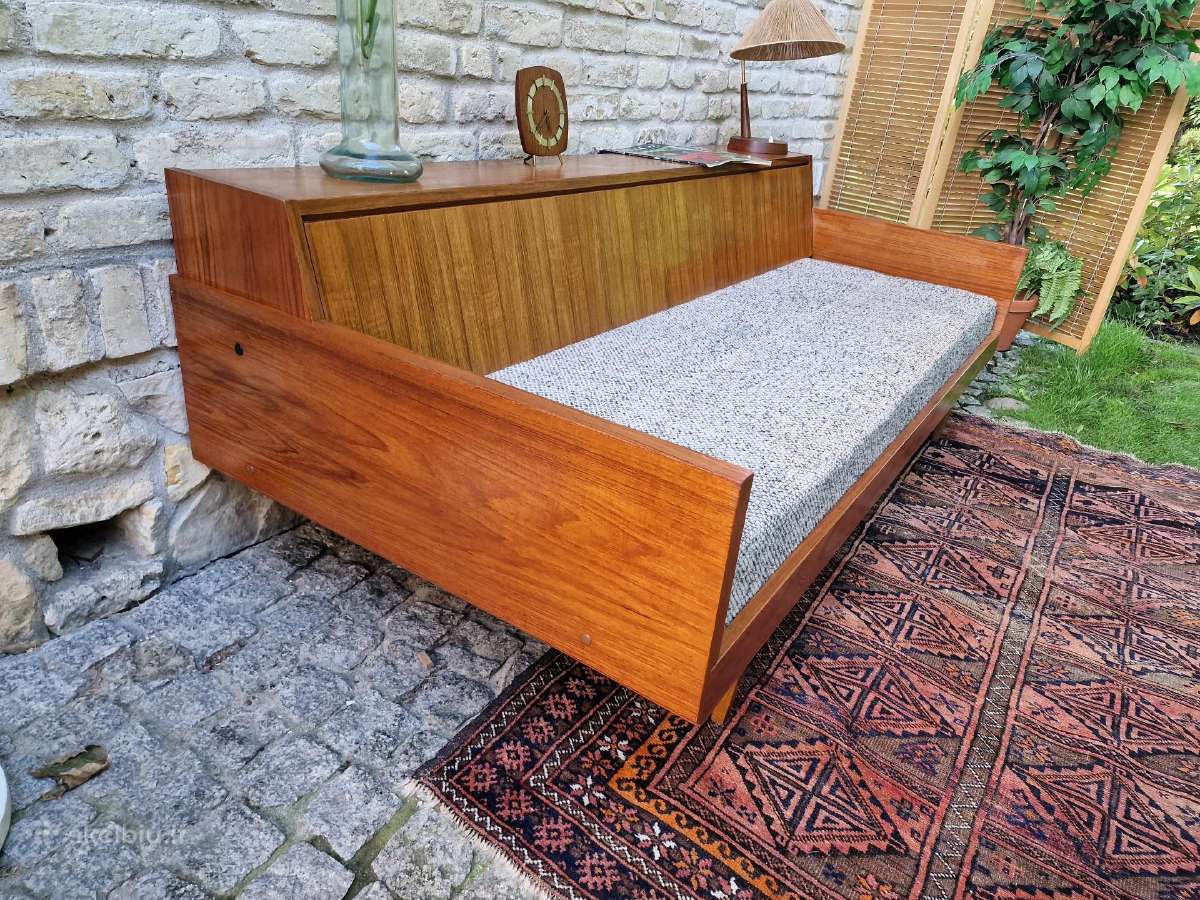 Vintažinė mid century tikmedžio sofa/lova - nuotraukos Nr. 23