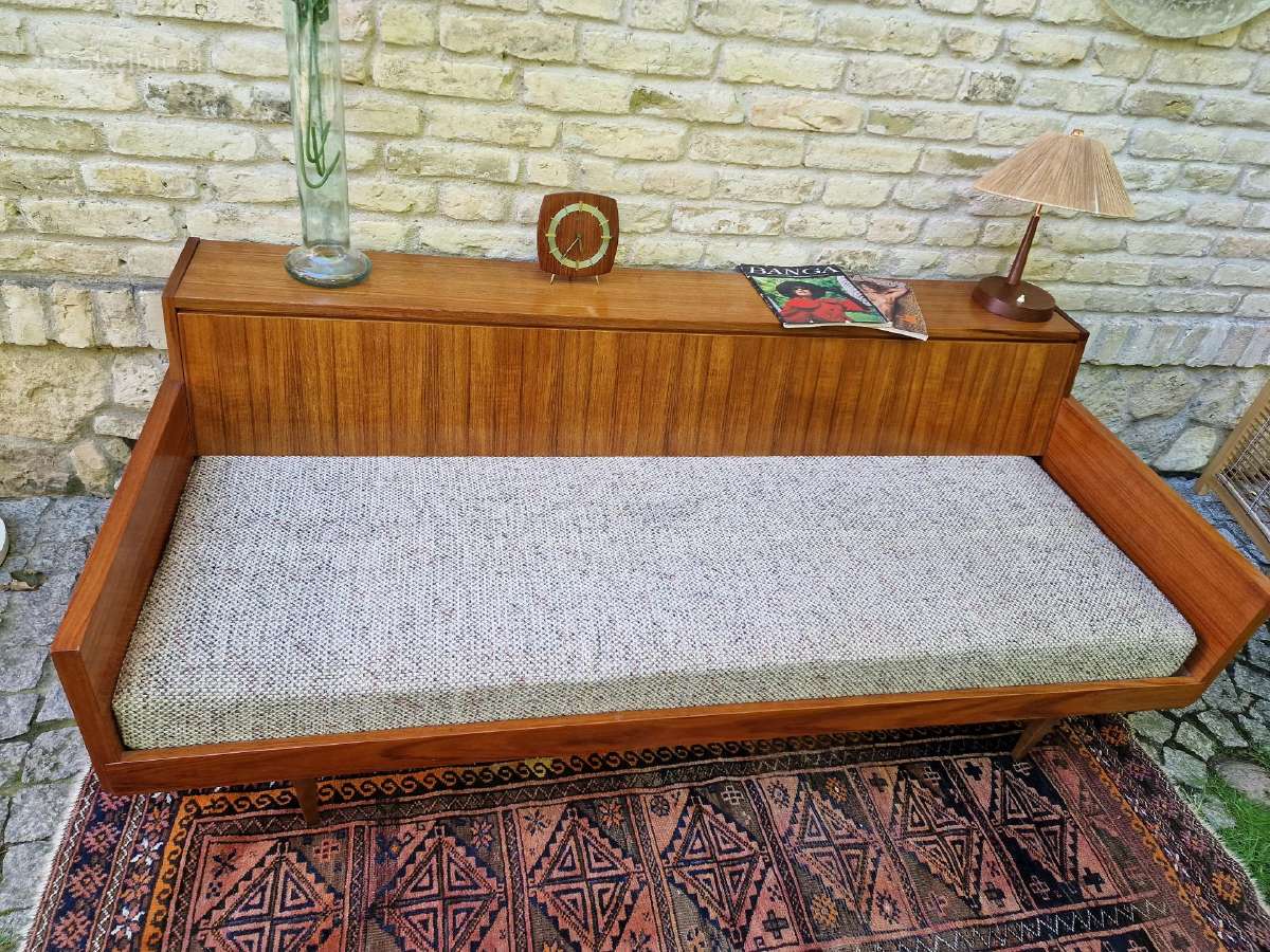 Vintažinė mid century tikmedžio sofa/lova - nuotraukos Nr. 25