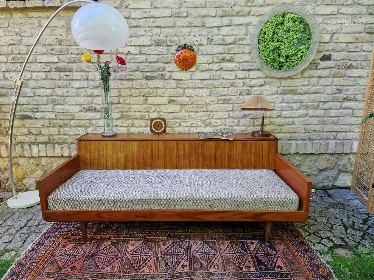 Vintažinė mid century tikmedžio sofa/lova - nuotraukos Nr. 28
