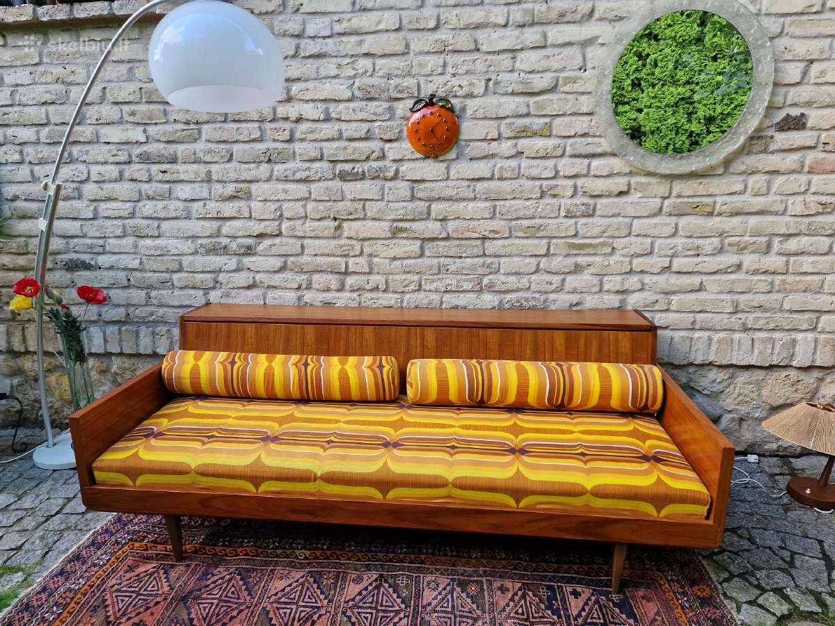 Vintažinė mid century tikmedžio sofa/lova - nuotraukos Nr. 35