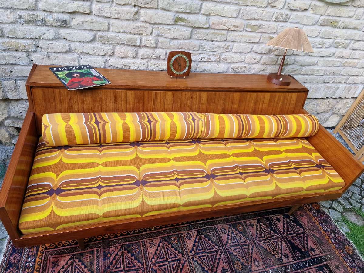 Vintažinė mid century tikmedžio sofa/lova - nuotraukos Nr. 38