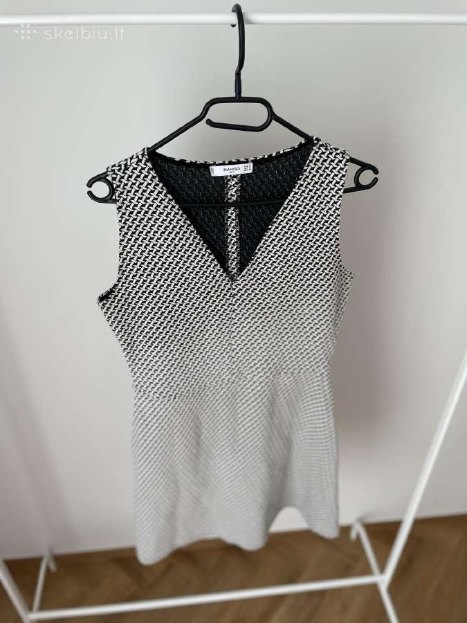 Mango Suit juodai balta A silueto suknelė, - nuotraukos Nr. 3
